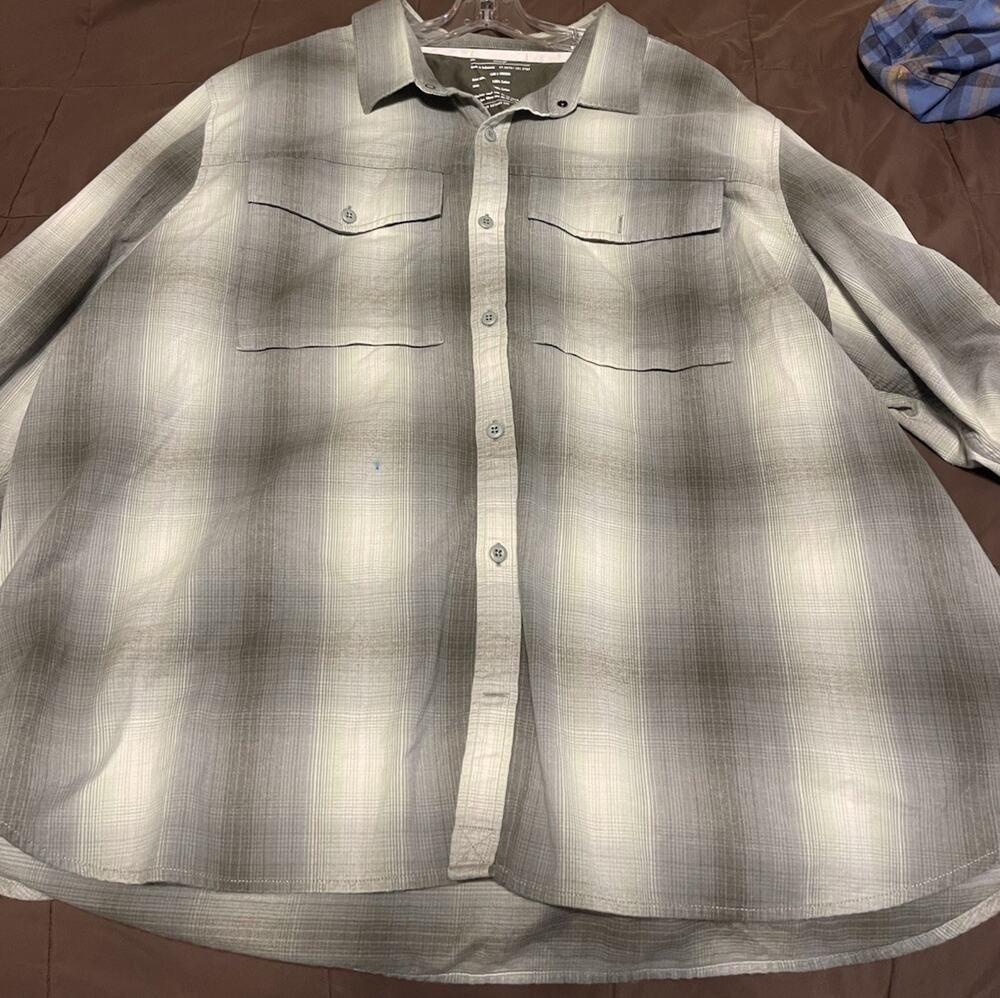 Men’s REI 3XLG 3XL 100% Cotton Long Sleeve Shirts Lot Of 2 BLue Green Stripes